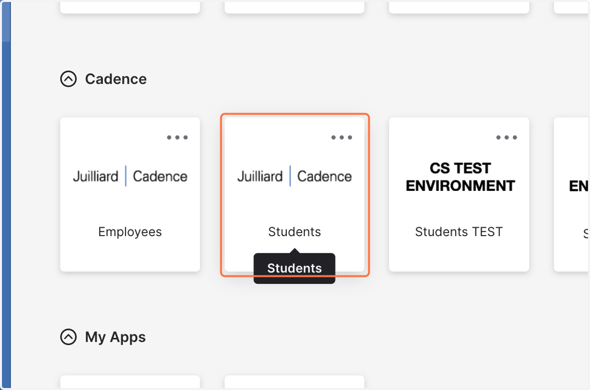 Once logged into Okta, select Juilliard | Cadence (Students)