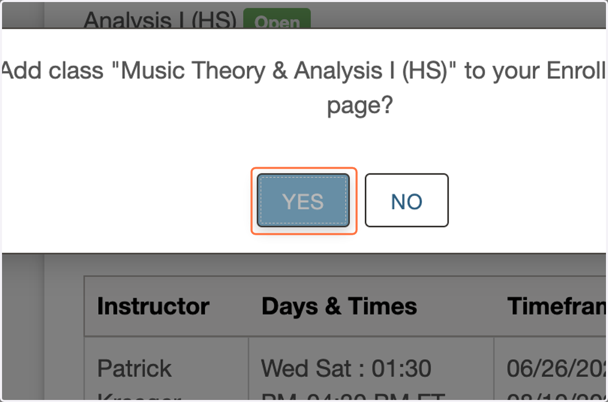 Click on YES
