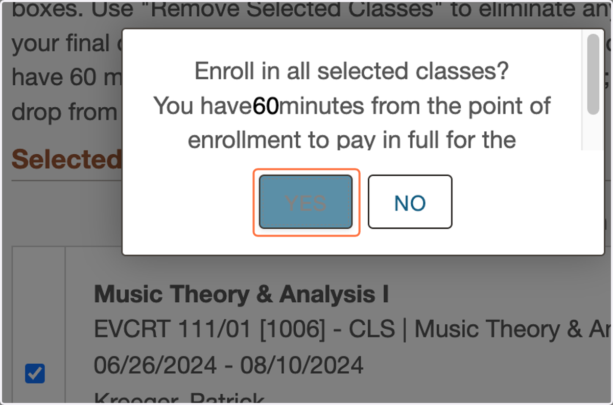Click on YES