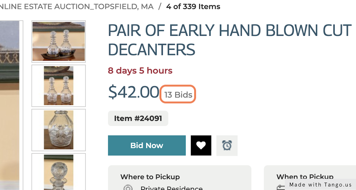 Click on the Bids counter