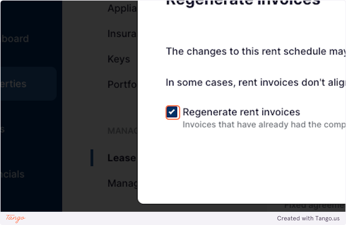 Check Regenerate rent invoices