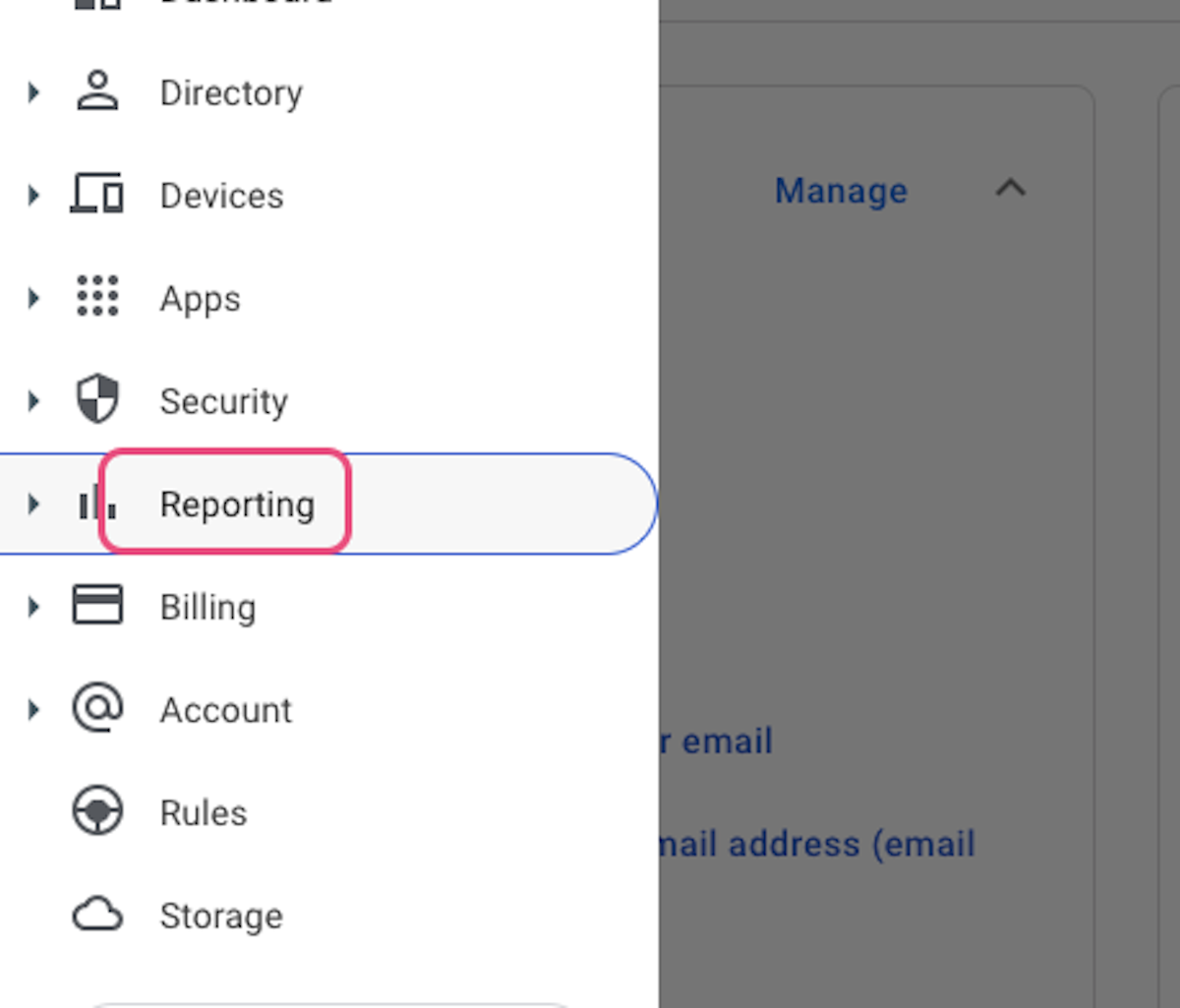 Click on Reporting