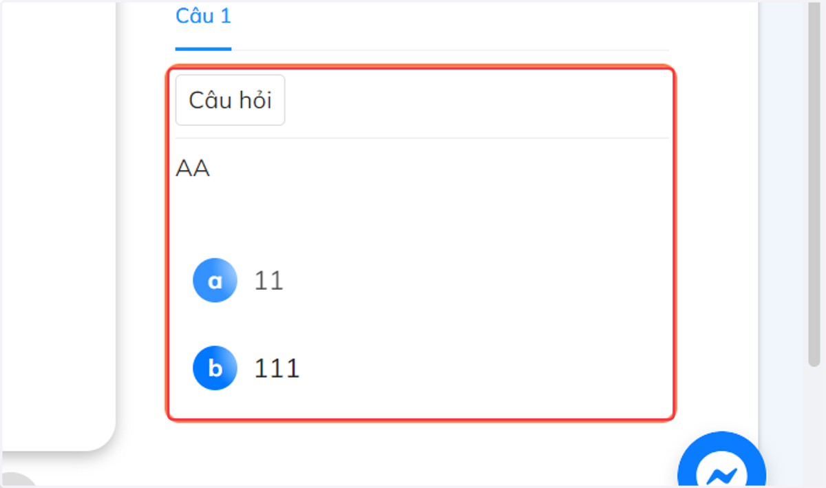 Nhấn chọn một câu hỏi cho rằng đúng