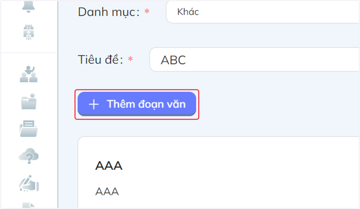 Nếu muốn thêm các đoạn văn khác, nhấn chọn "Thêm đoạn văn"