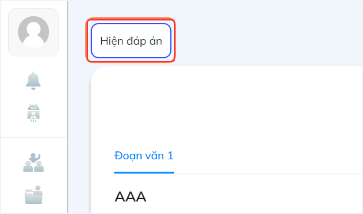 Nhấn chọn "Hiện đáp án" để kiểm tra đáp án