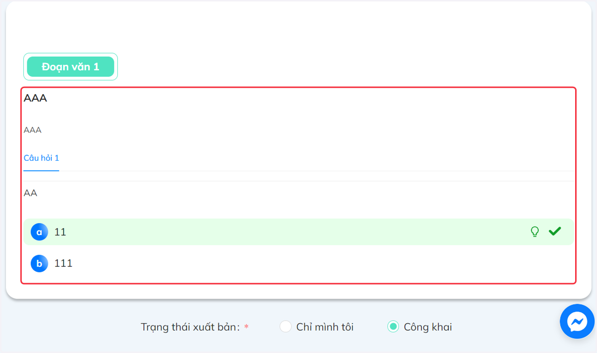 Màn hình sẽ hiện lên kết quả