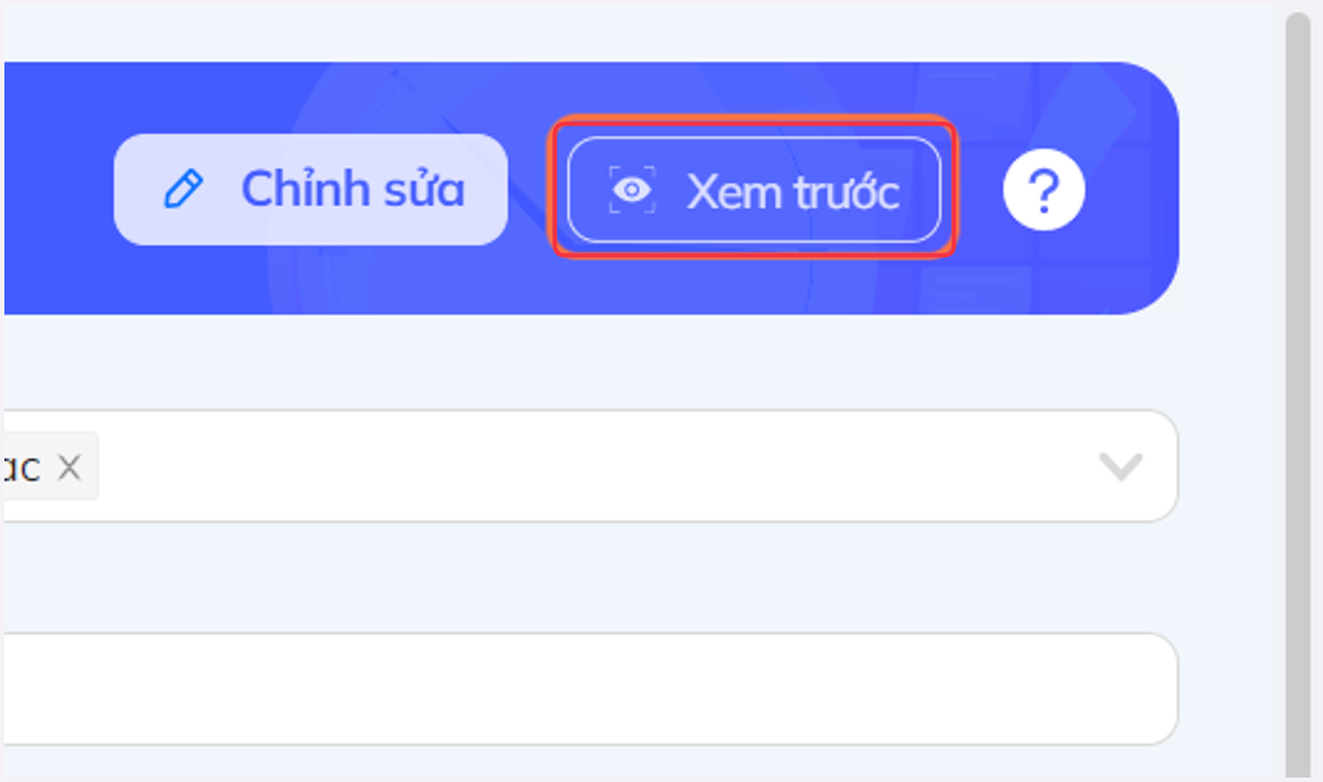 Nhấn chọn "Xem trước" để xem mẫu câu hỏi