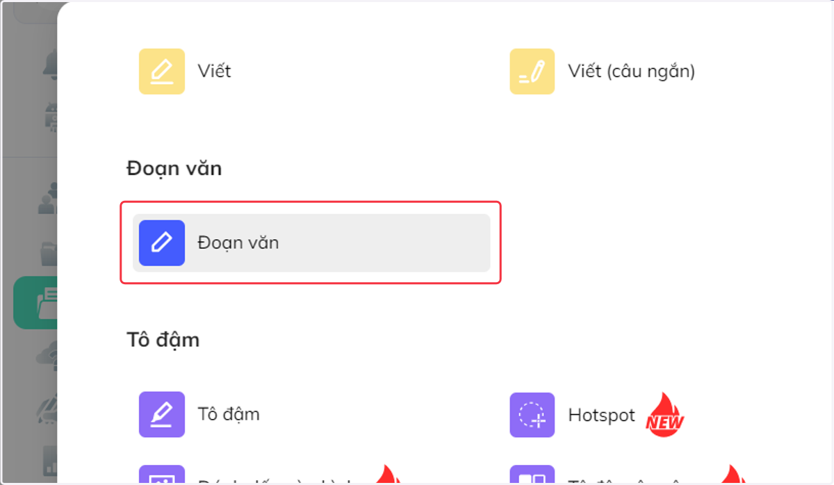 Nhấn chọn "Đoạn văn"
