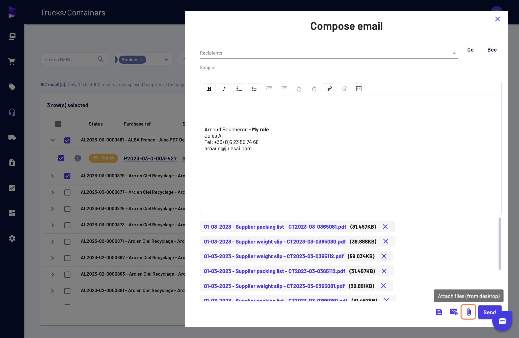 You can also attach files from the desktop