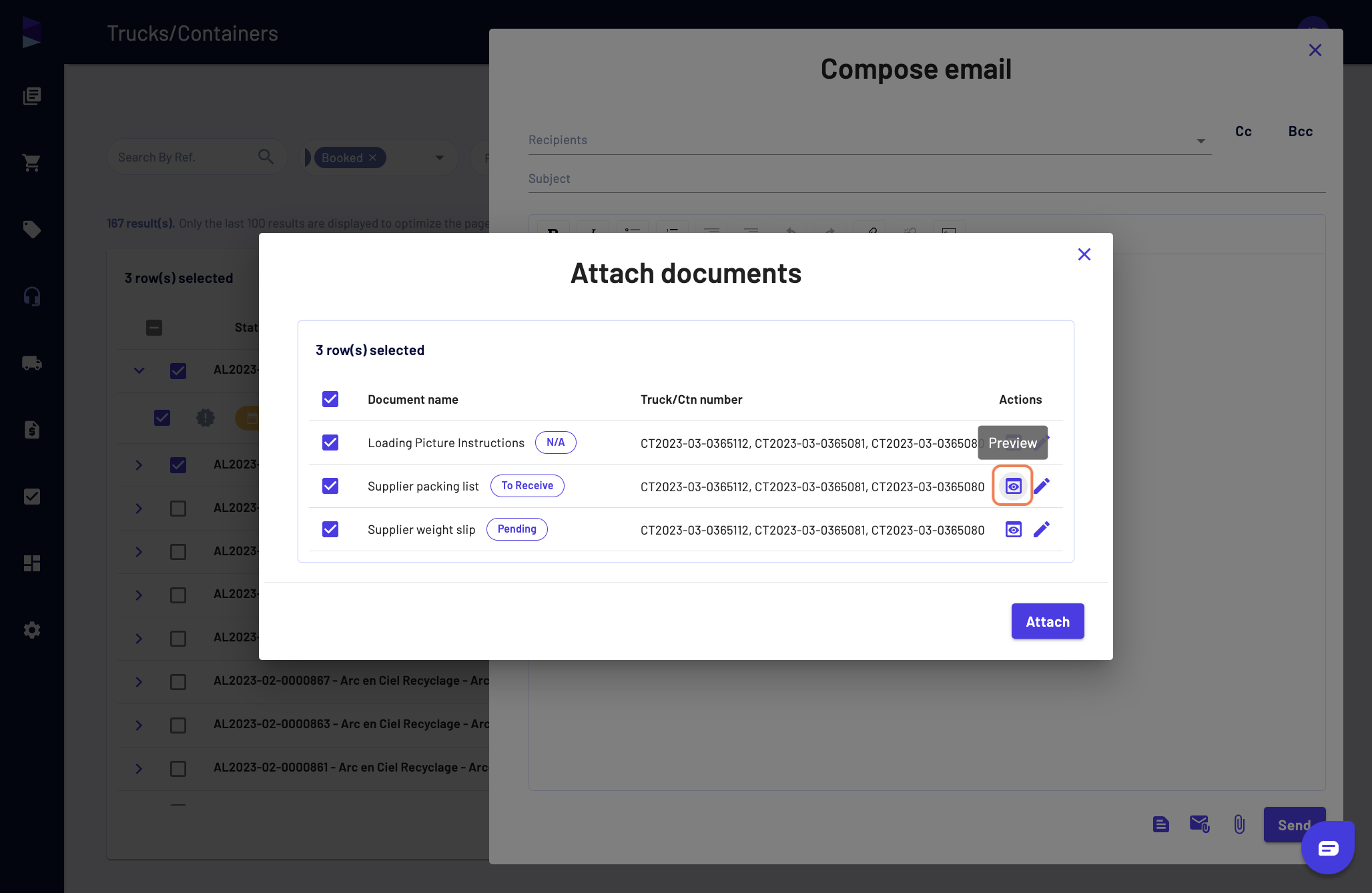 You can preview a document by clicking on "Preview"
