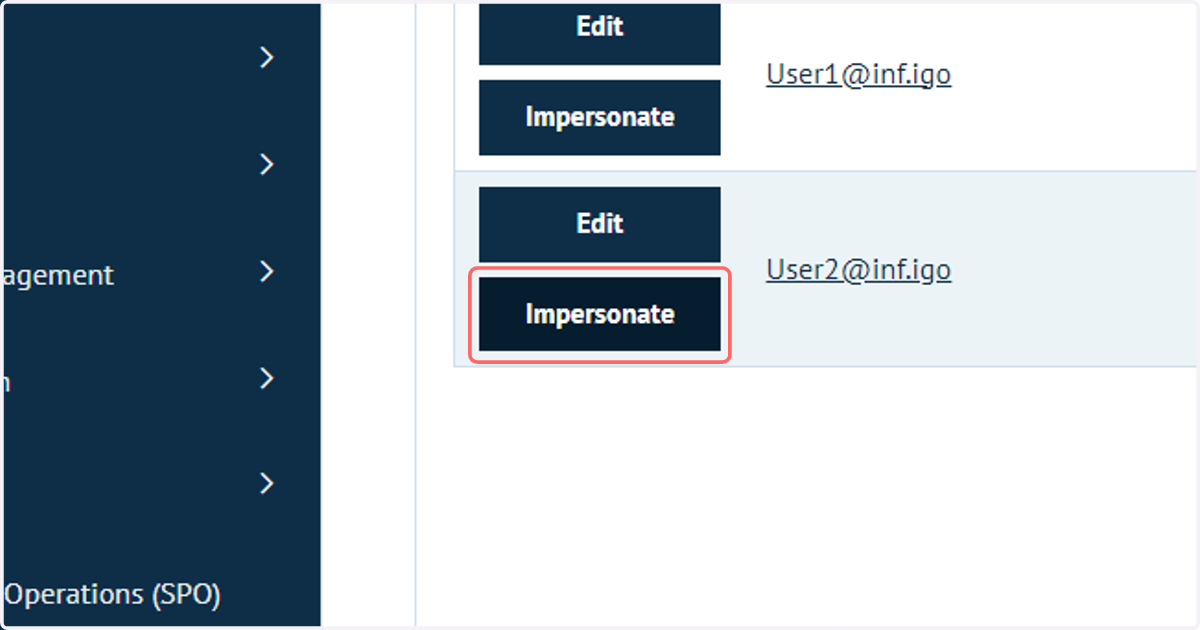 Click on Impersonate