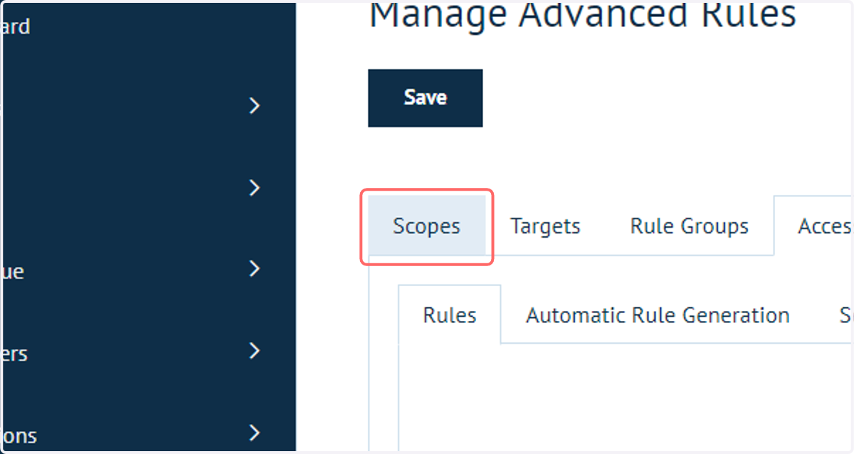 Click on Scopes