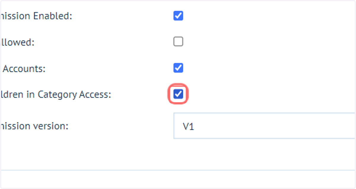 Check Include Children in Category Access