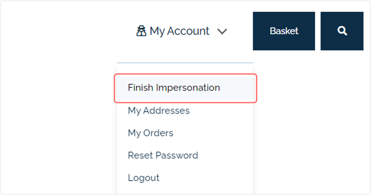 Click on Finish Impersonation