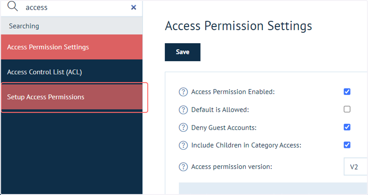 Navigate to Setup Access Permissions