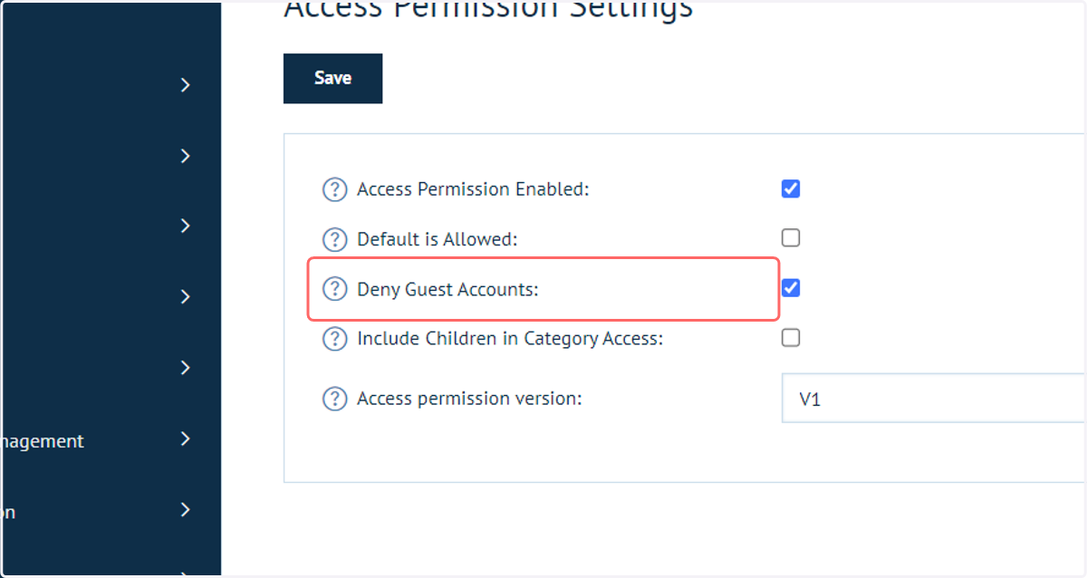 Click on Deny Guest Accounts: