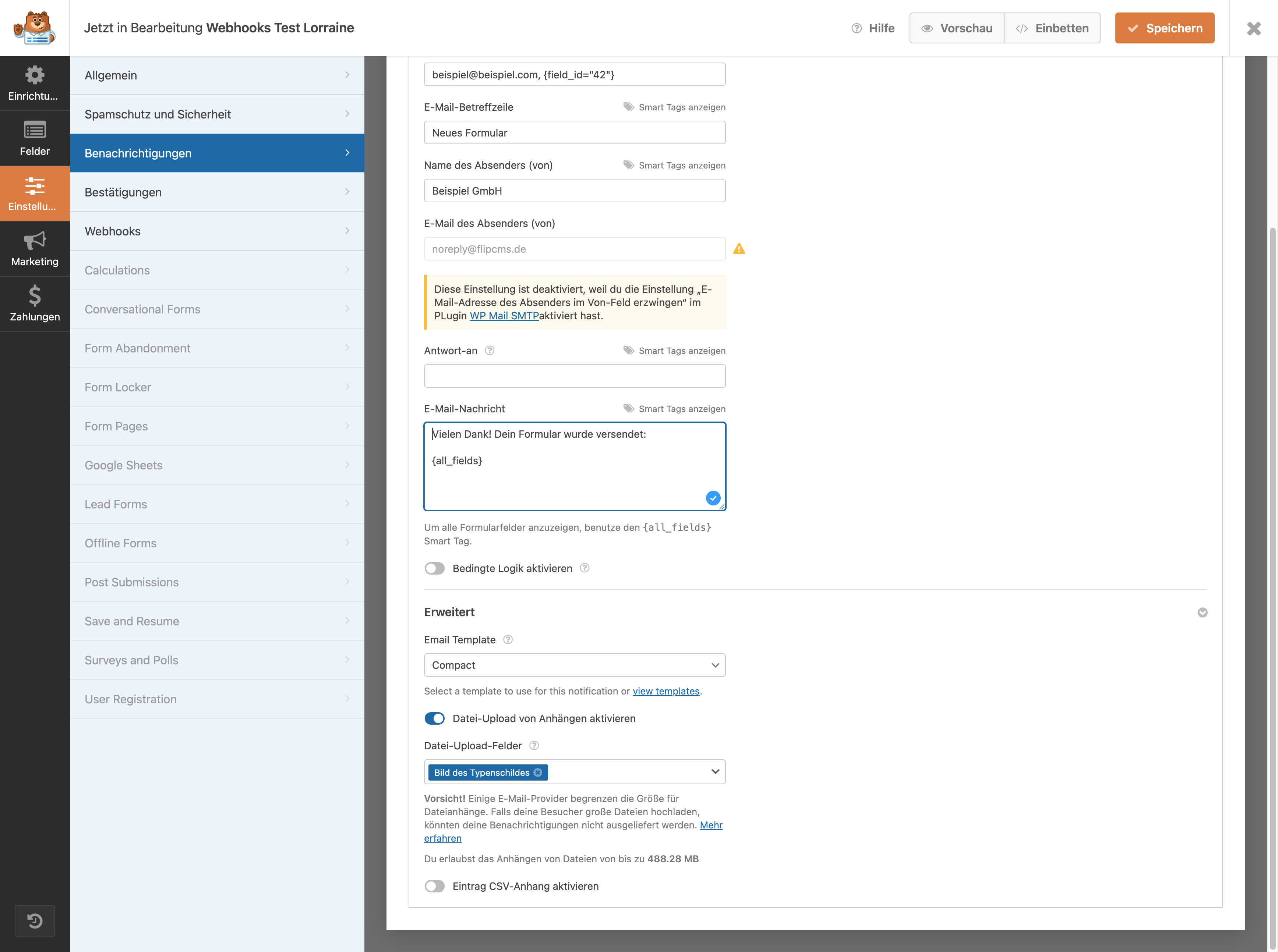 Click on BilFalls du auch "Datei-Uploads" in den Formularen hast, versichere dich, dass du diese Einstellung für die Anhänge vorgenommen hast.d des Typenschildes…