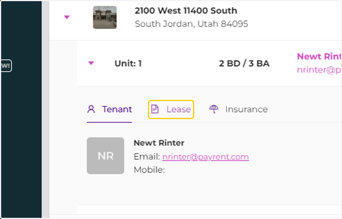 Click on "Lease" to see the lease information.