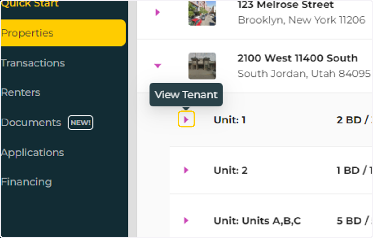 Click on "Expand" to see the unit information and documents.