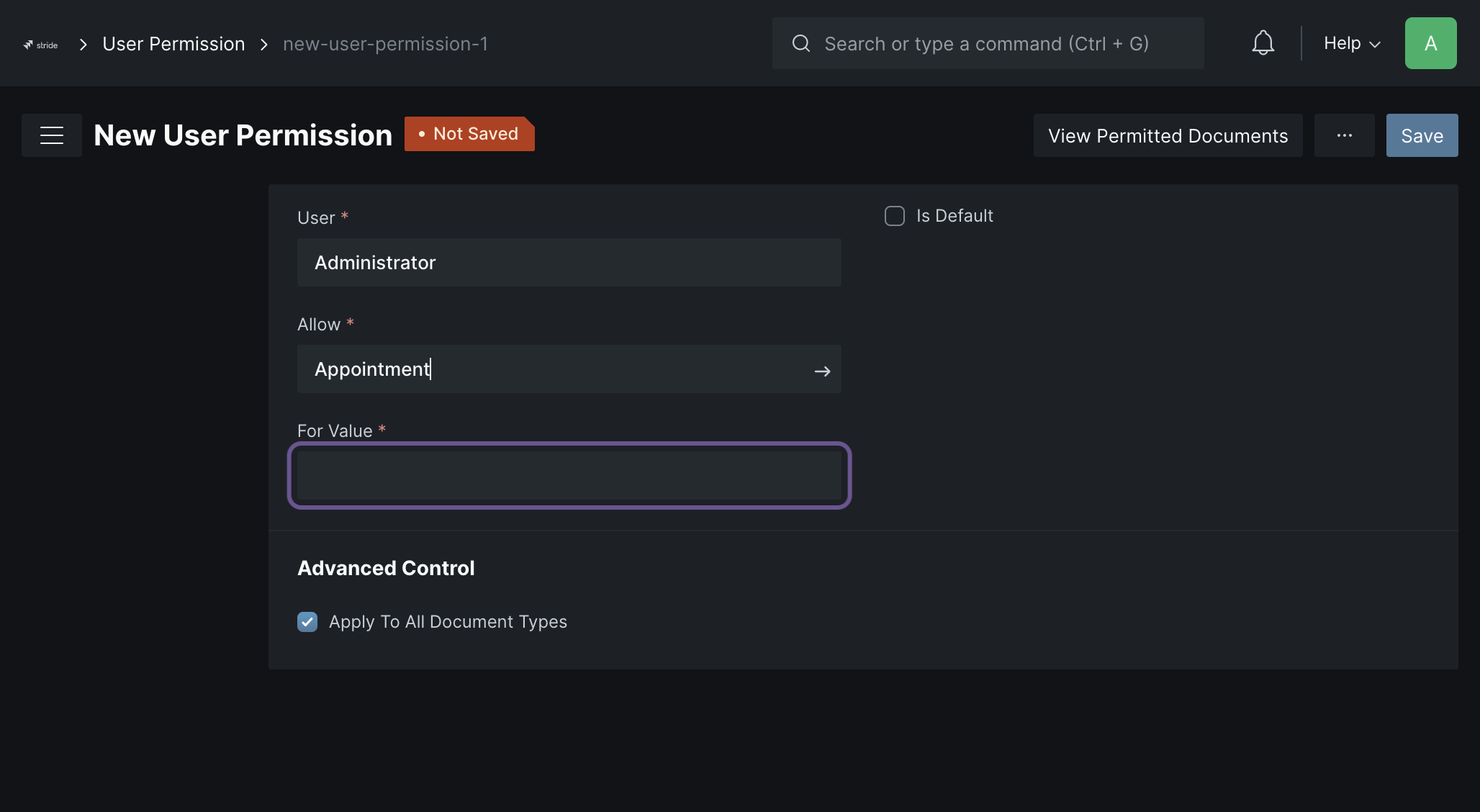 Choose what is the Value you want user to access
