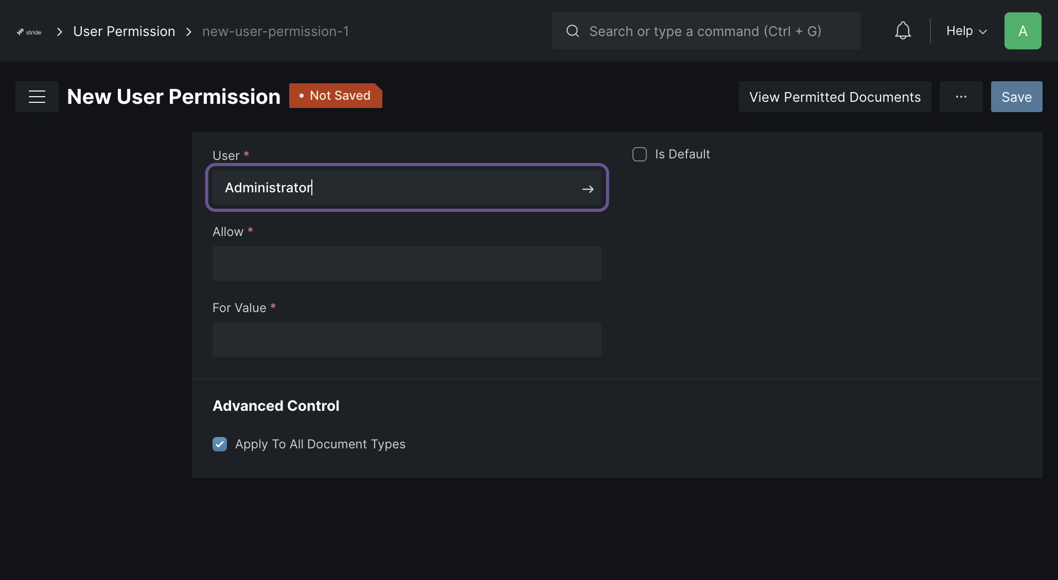 Choose User you want to give permission to