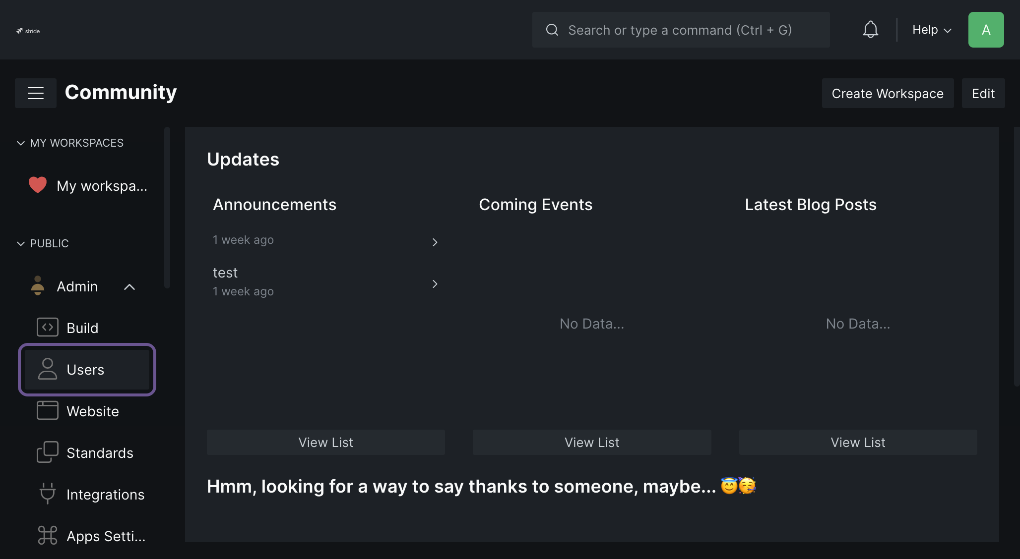 Click on Users