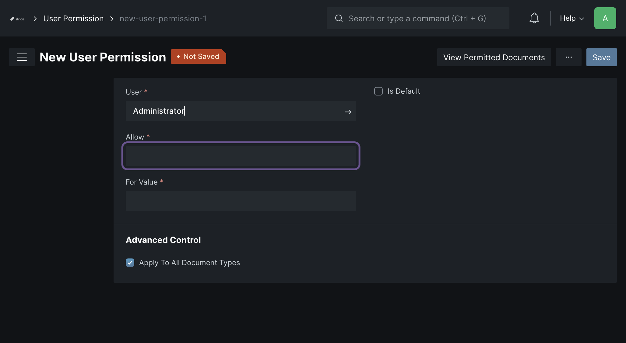 Choose what is the DocType you want user to access