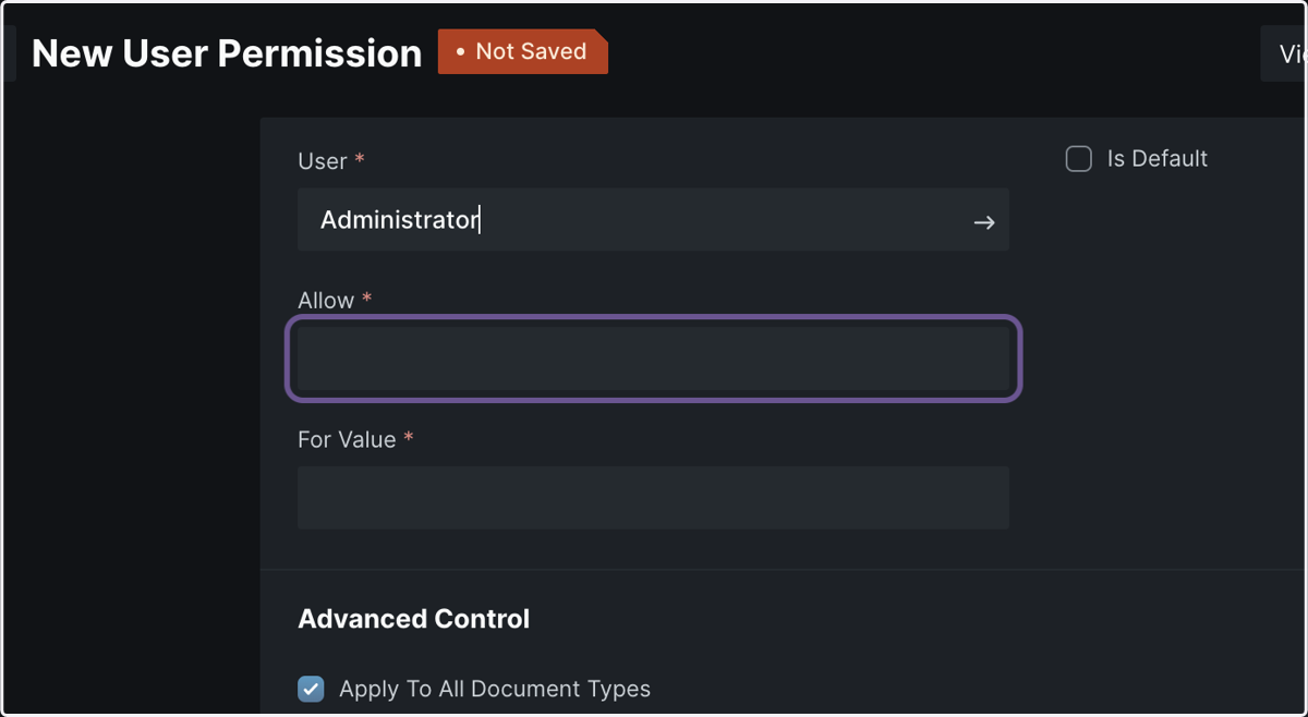 Choose what is the DocType you want user to access