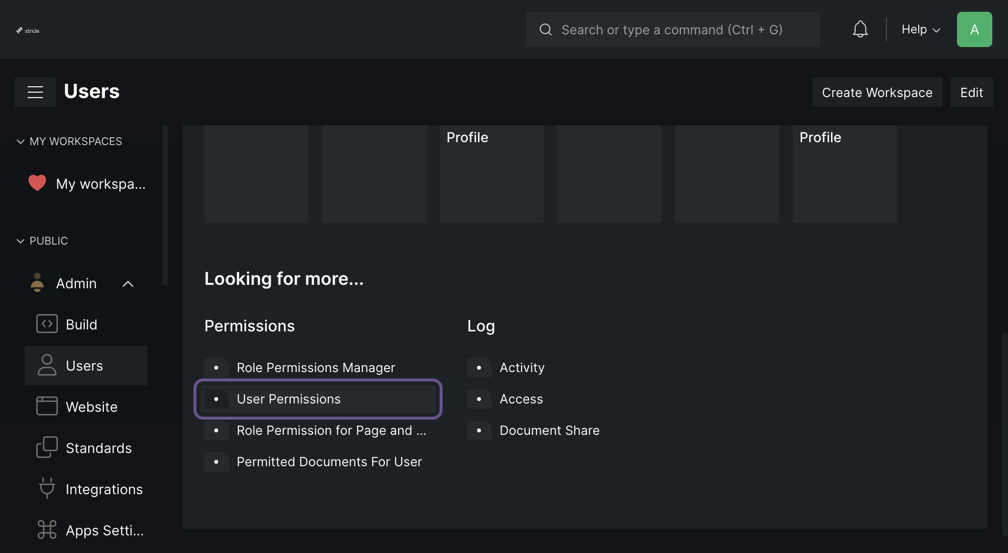 Click on User Permissions