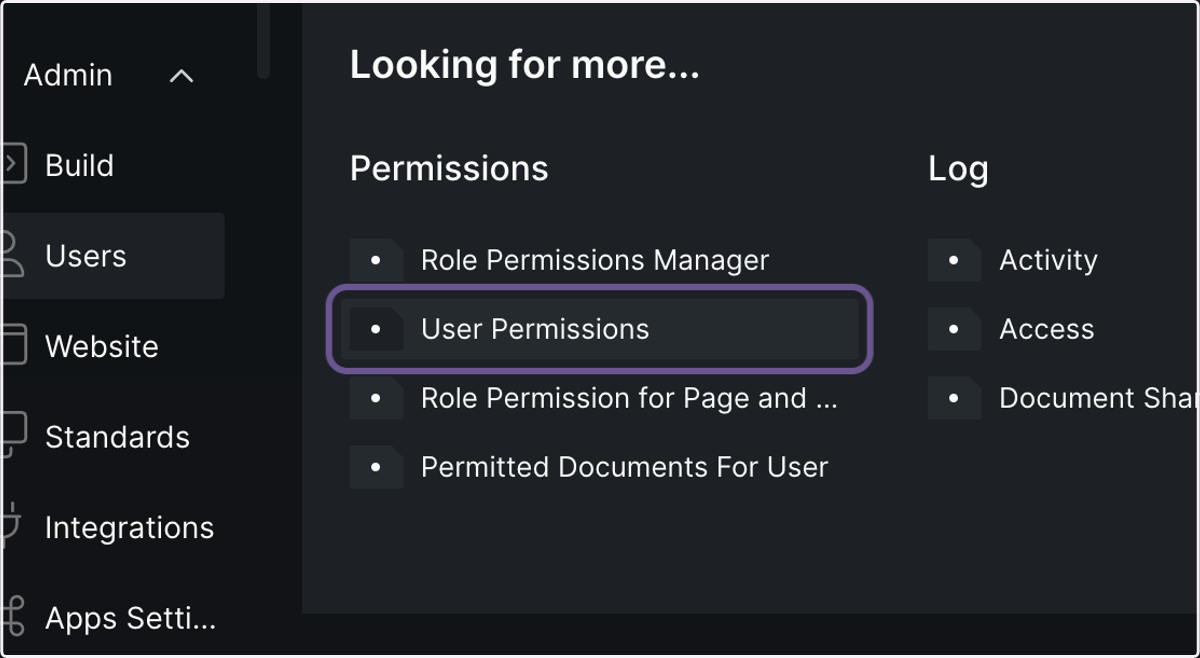 Click on User Permissions