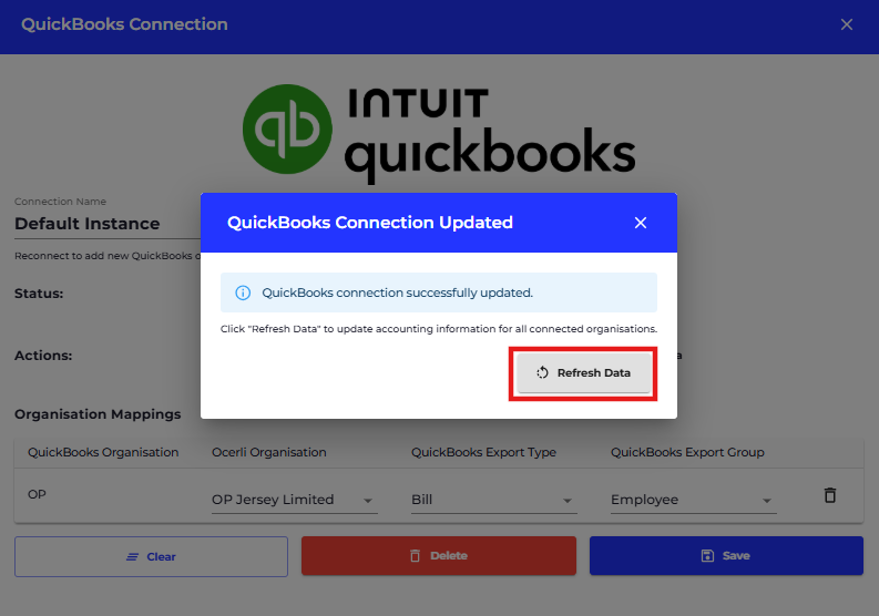 Select 'REFRESH DATA'