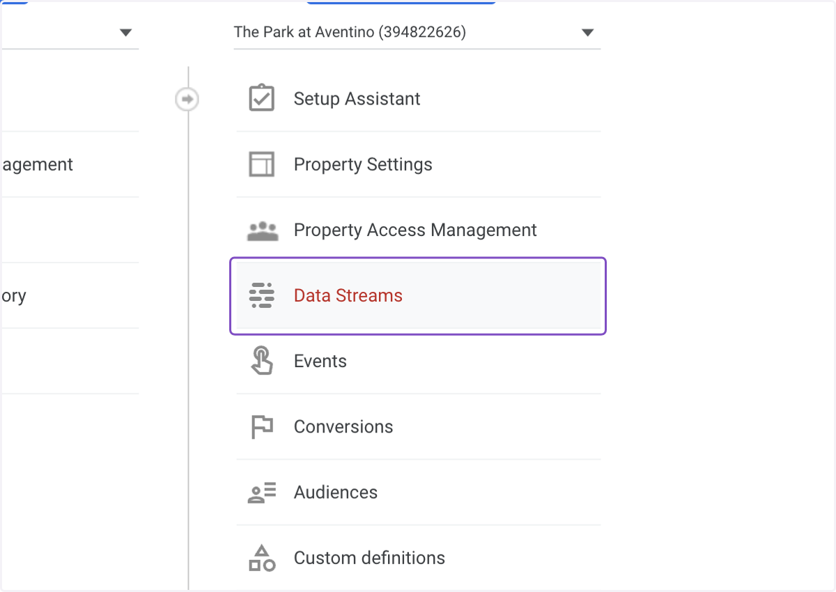 Click on Data Streams