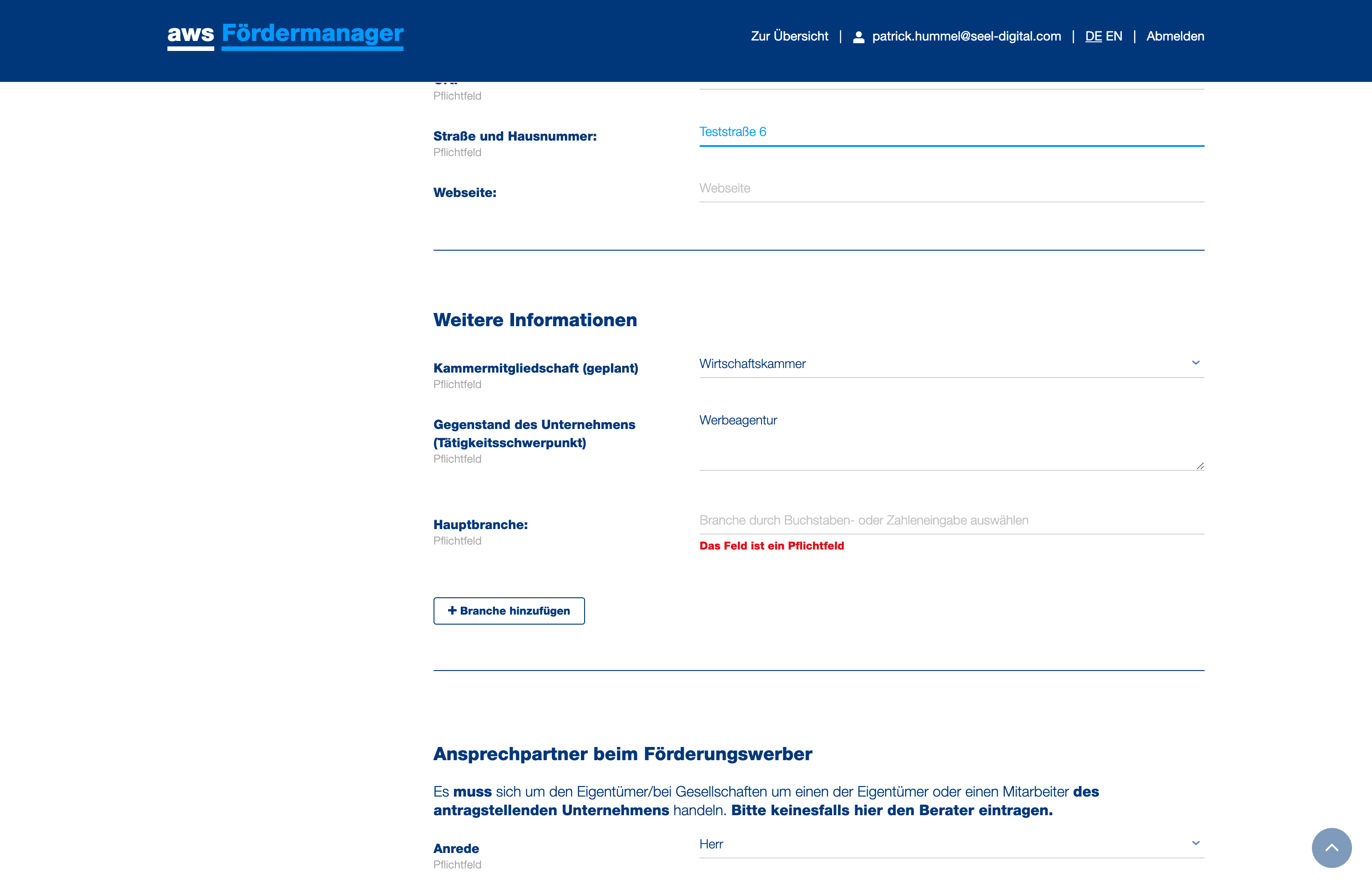 Geben Sie an, bei welcher Kammer sie Mitglied sind.
