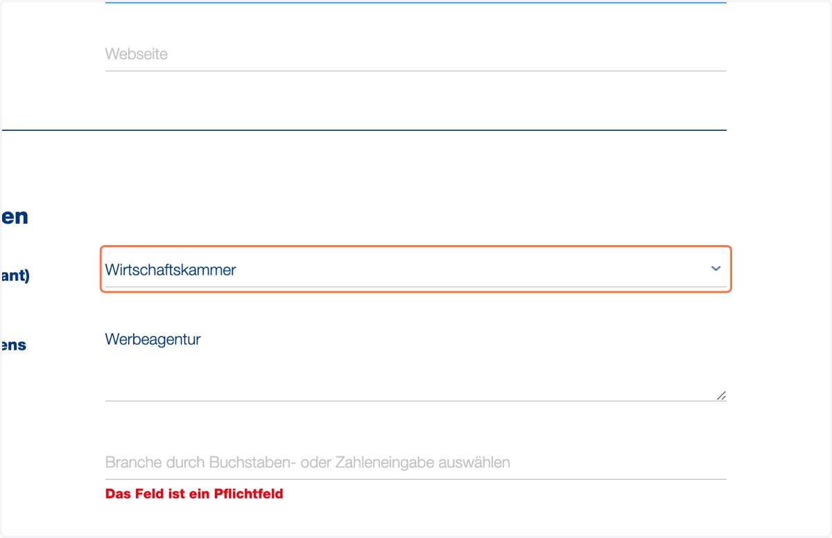 Geben Sie an, bei welcher Kammer sie Mitglied sind.