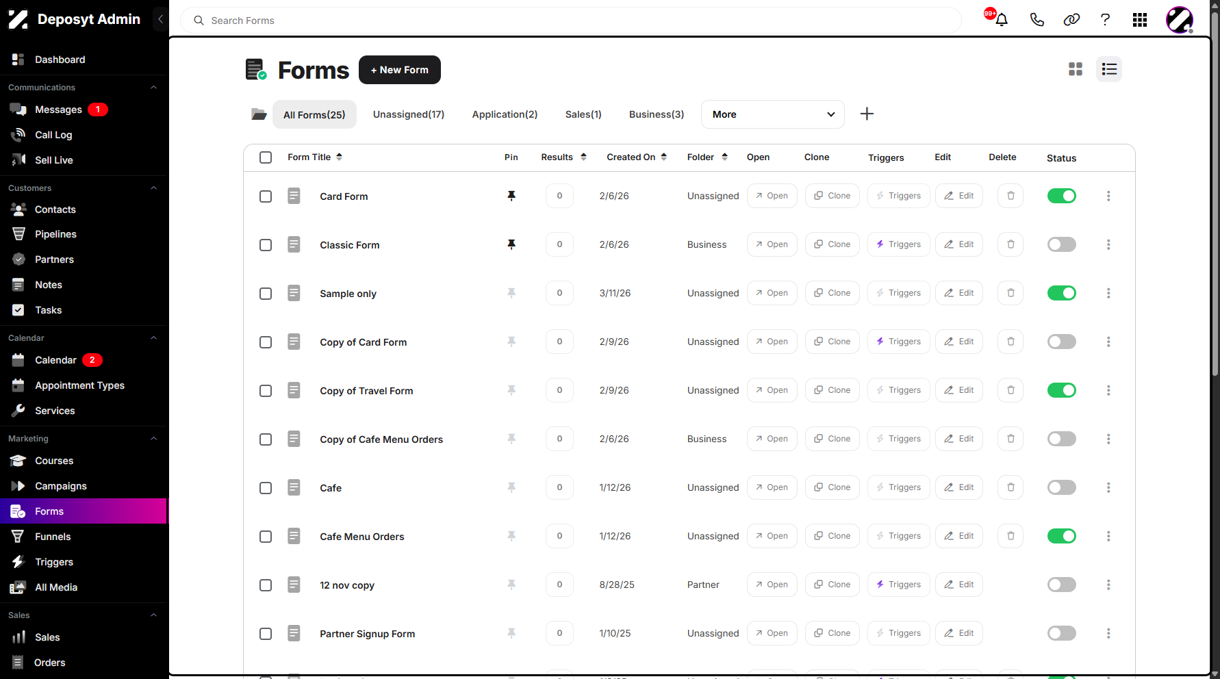 Step 2: You will then be navigated to the Forms section.