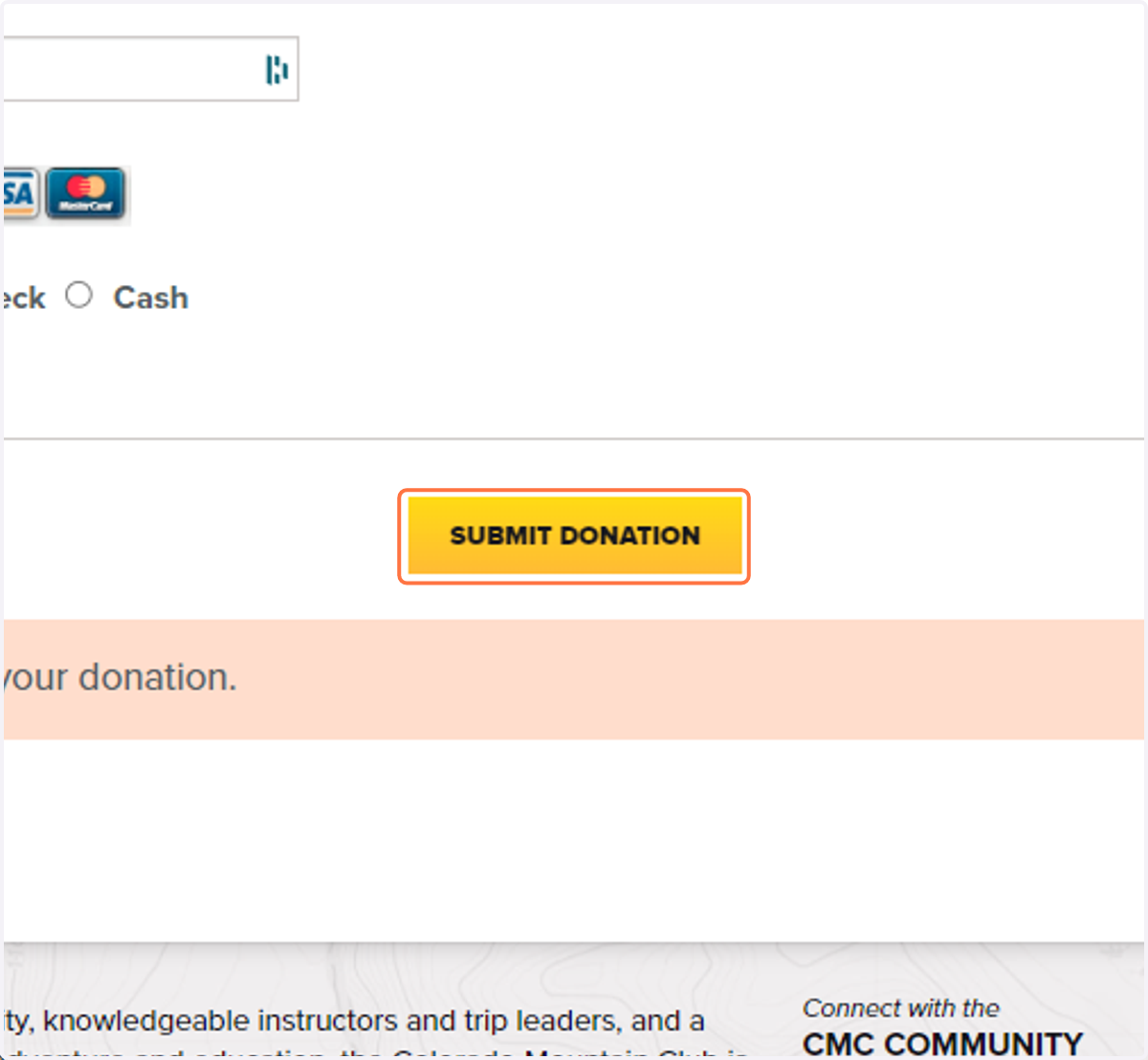 Click on "Submit Donation"