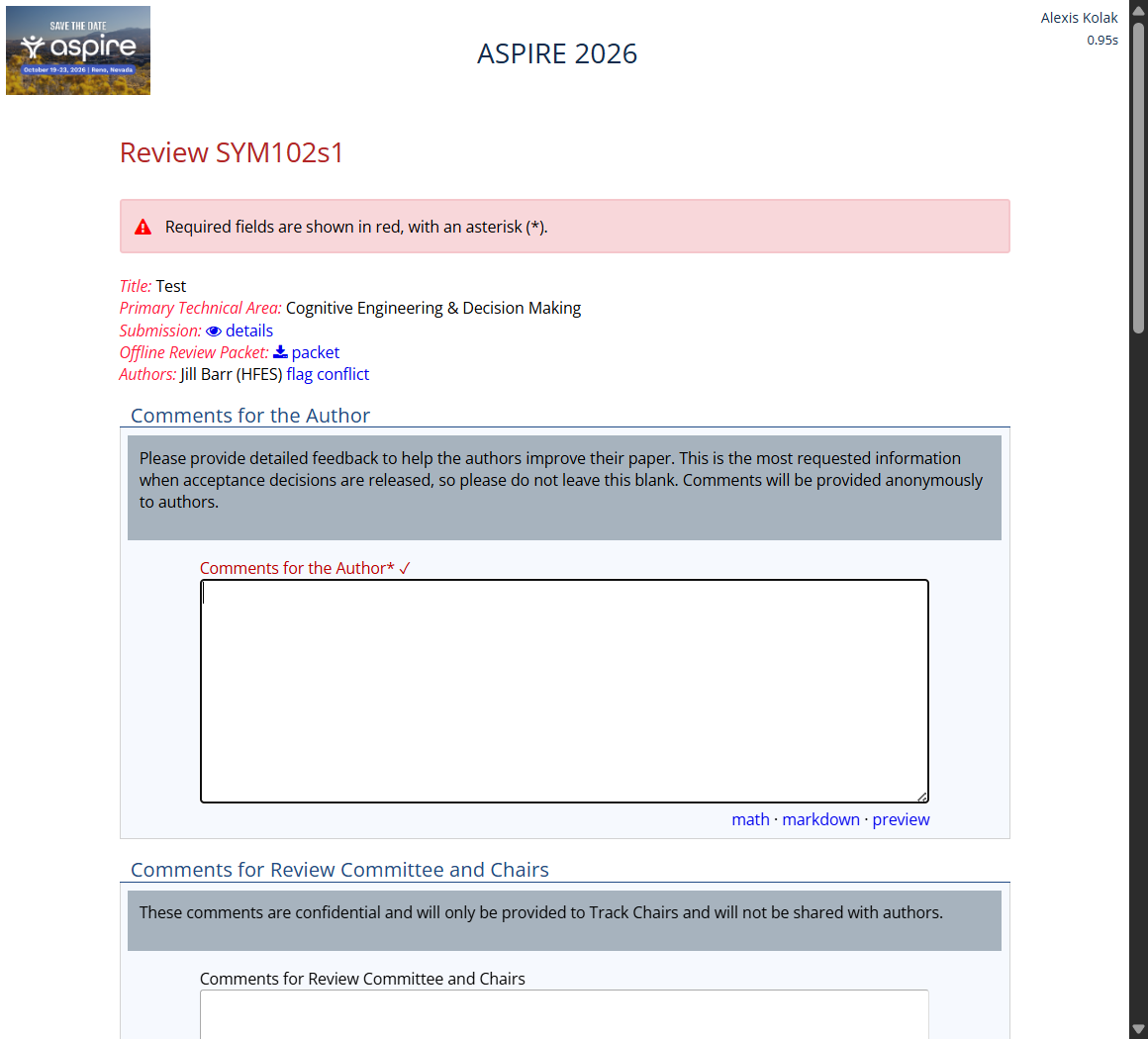 "Comments for the Author": These comments are provided to the submitter. Please use the Reviewer Guide to develop a constructive set of comments.