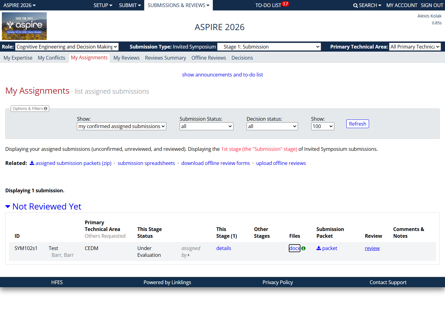 Once you have completed your reading of the abstract, you can click the link to begin your review.