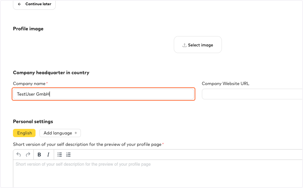 Type in your company name.
