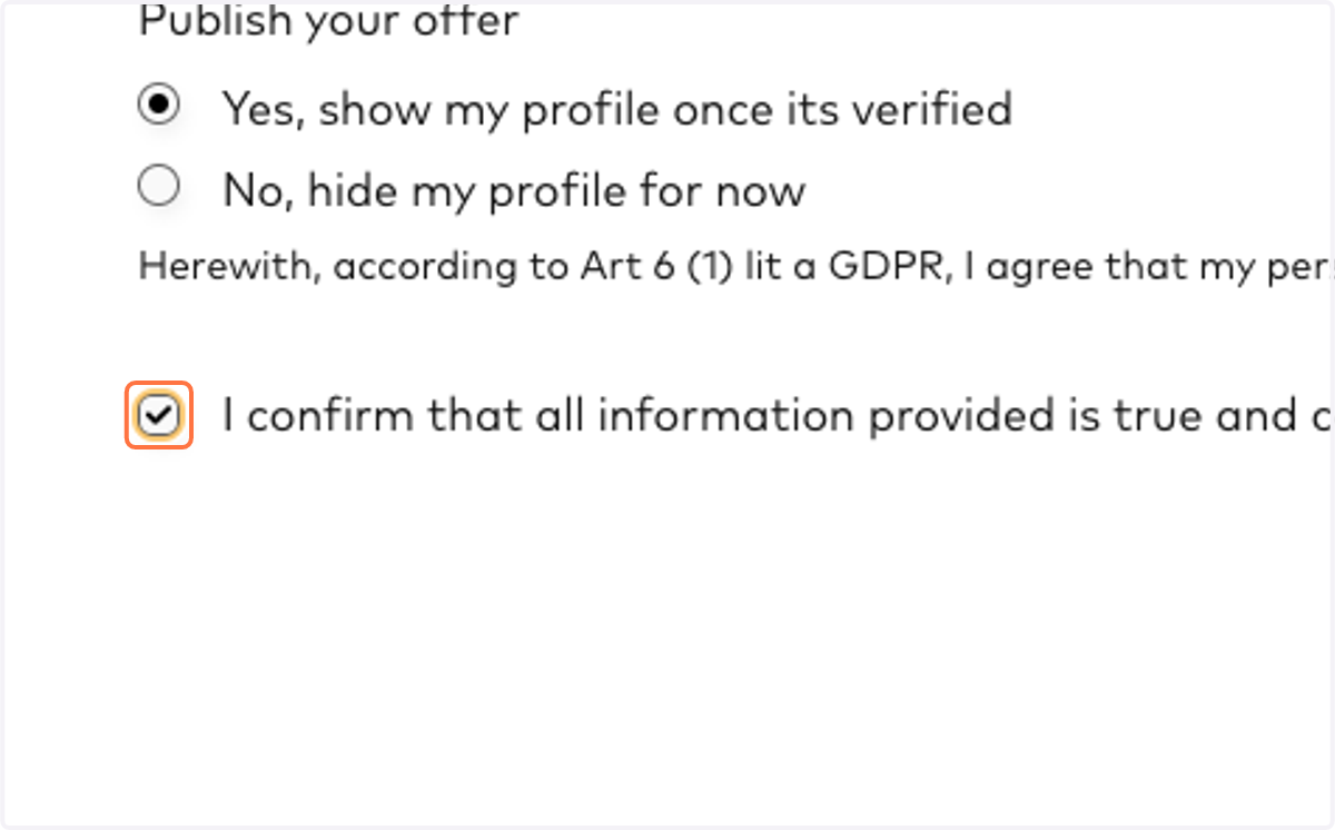 Finally, review and confirm the accuracy and legal compliance of your information as per the Code of Ethics.