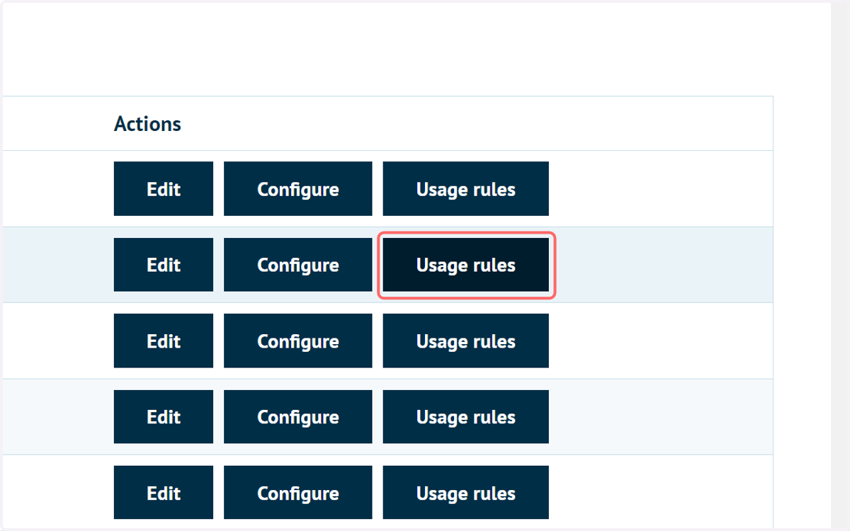 Click on Usage rules next to your chosen delivery method