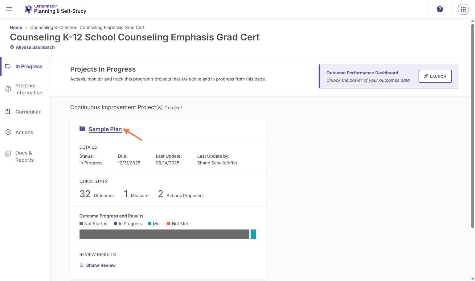 Click on the title of the assessment where you want to add data.