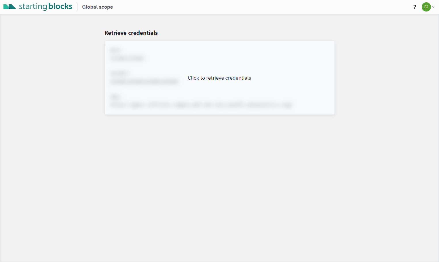 Click to retrieve your credentials.