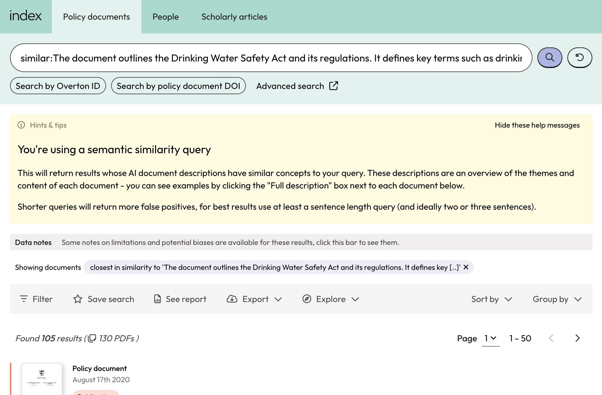 Review the HINTS & TIPS and DATA NOTES before reviewing your results.