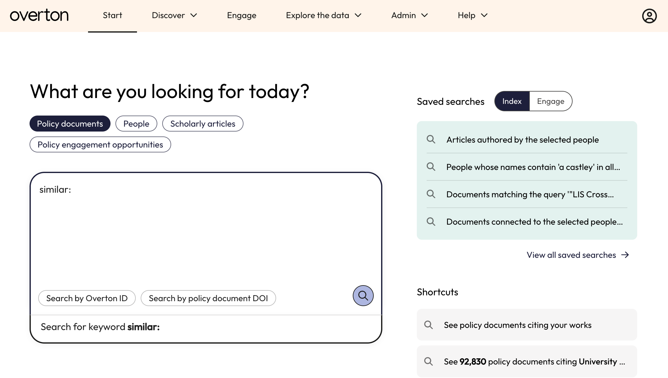 You can also perform a semantic search from the Start page with "similar:".