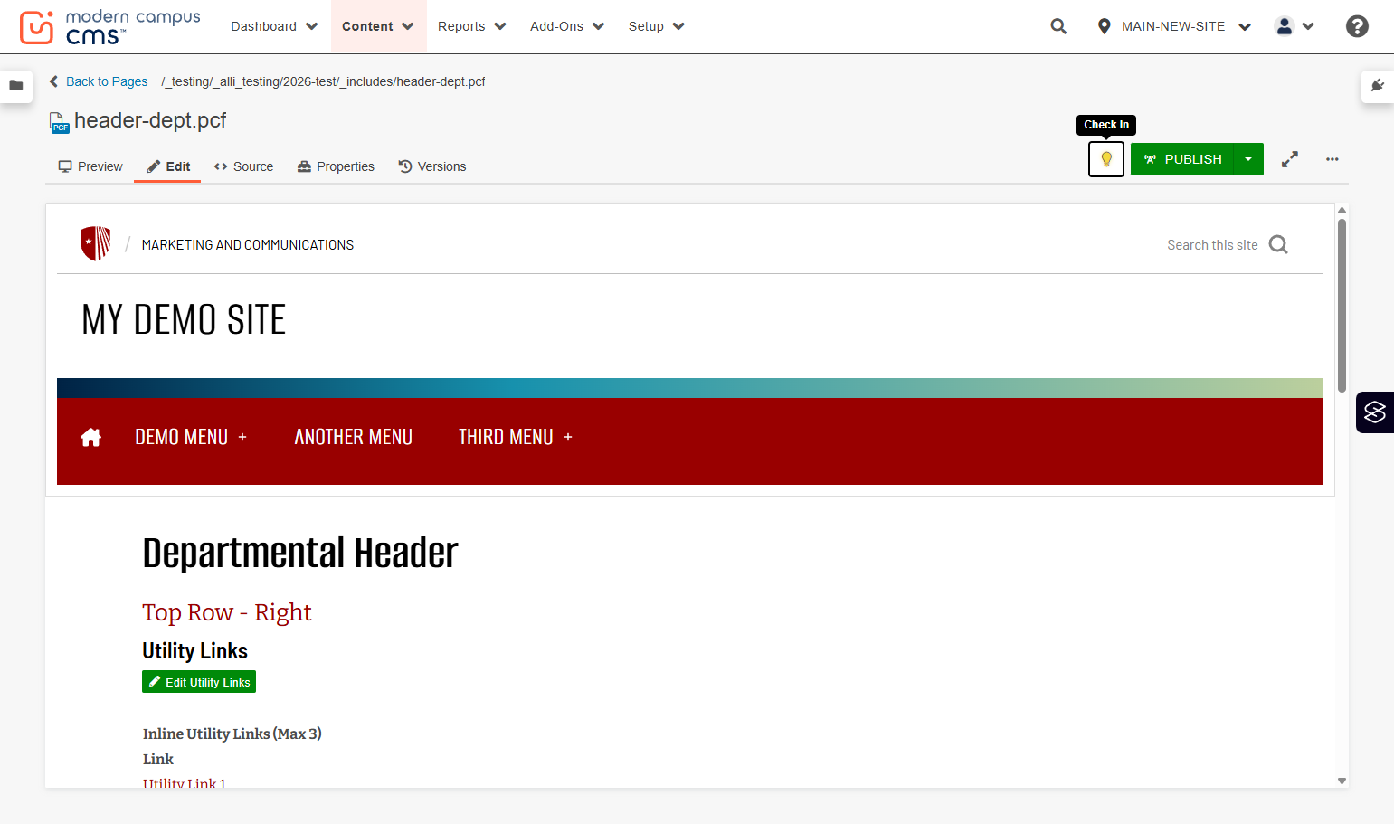 After you check out the page, click on Properties.