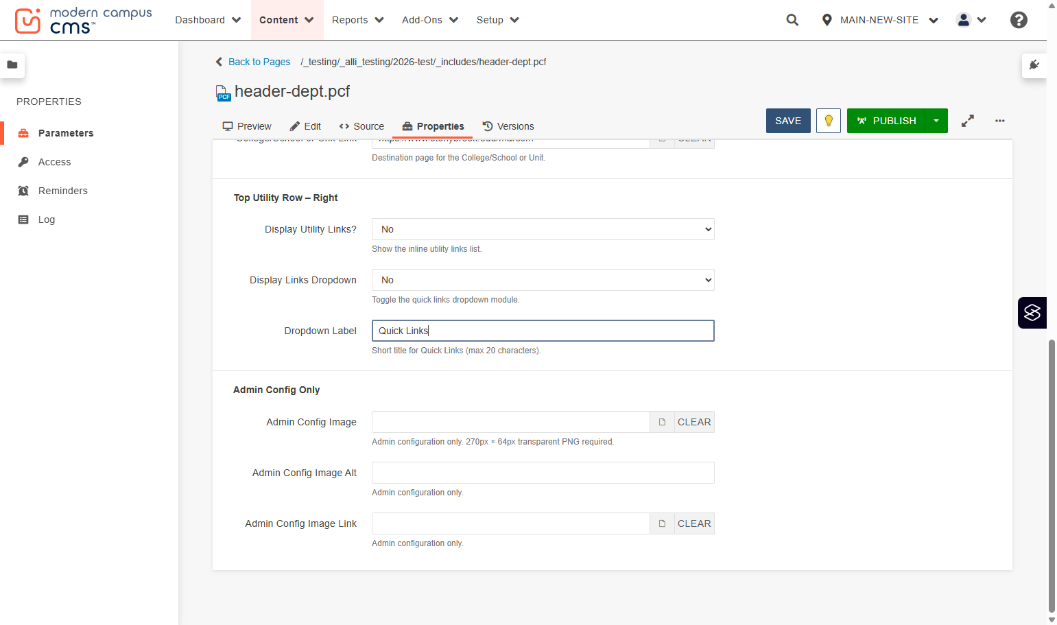 You can change "Quick Links" to another label by using this Dropdown label field. We recommend keeping it as short as possible.