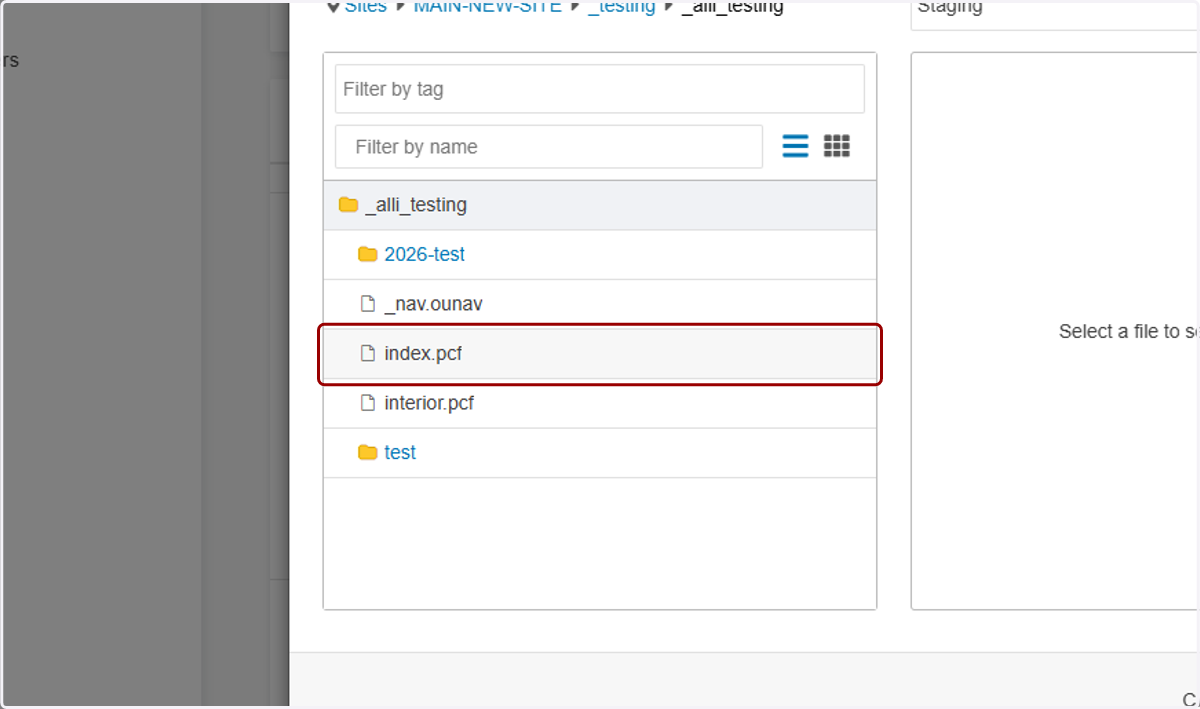 ...and select index.pcf.