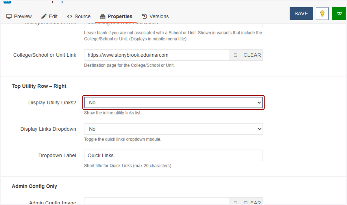 Setting Display Utility Links to Yes will allow you to display a few text links on the right-hand side. We explain how to set the anchor text and links for this section in our separate Header Configuration: Navigation Links article.