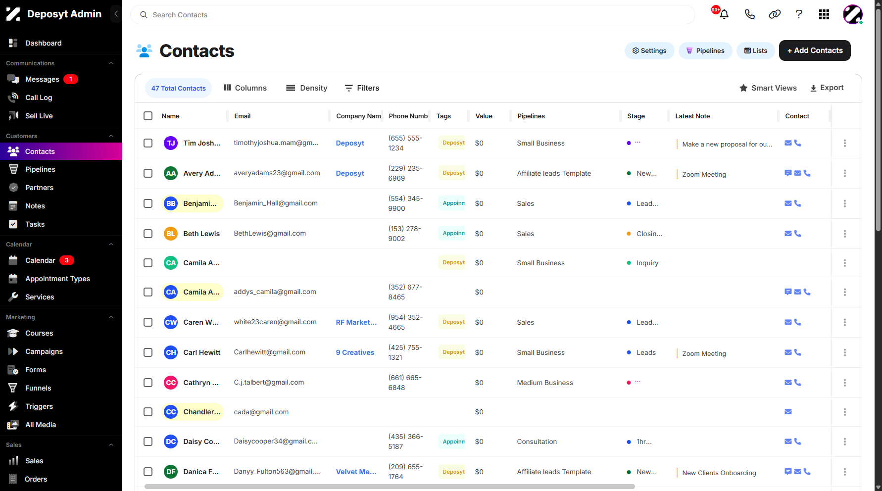Step 2: You will be navigated to the Contacts. 